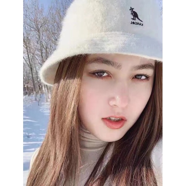 ขายส่งตรงจากโรงงาน หมวกบักเก็ต KANGOL แต่งขนกระต่าย ขนาดเล็ก แฟชั่นฤดูใบไม้ร่วง และฤดูหนาว สไตล์เกาหลี และญี่ปุ่น สําหรับผู้หญิง