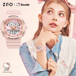 Sanrio Hello Kitty นาฬิกาข้อมืออิเล็กทรอนิกส์ เรืองแสง กันน้ํา สไตล์สปอร์ต สําหรับผู้หญิง