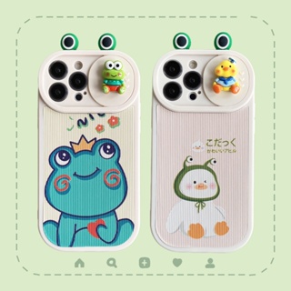 เคสซิลิโคน TPU แบบนิ่ม ลายการ์ตูนกบ เป็ด 3D ป้องกันเลนส์กล้อง สําหรับ iphone 14 13 11 12 Pro Max 14 Plus