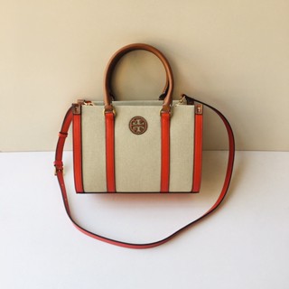 Tory BURCH TB กระเป๋าผ้าแคนวาส หนัง ขนาดเล็ก