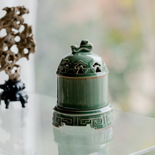 Yue Kiln Celadon กระถางธูปเซรามิค Ruyi สไตล์เรโทร สําหรับตกแต่งบ้าน