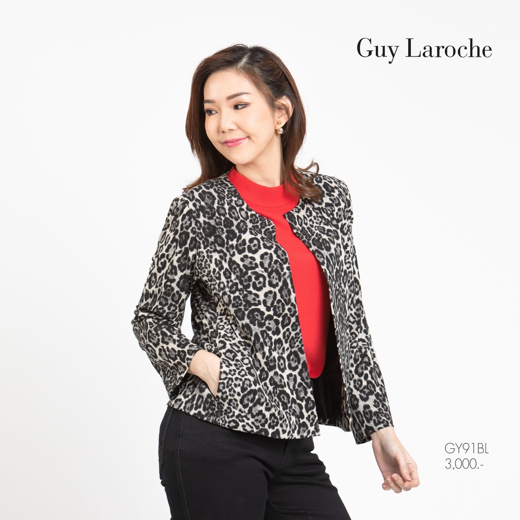 Guy Laroche  เสื้อแจ็คเก๊ต แขนยาว Light Jacket Jersey Print Leopard (GY91BL)