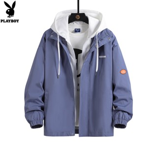 PLAYBOY Jacket Mens Jacket Fashion Knitted Hooded Jacket Hip Hop Loose Edition