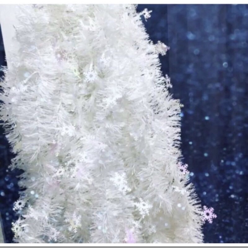 สายรุ้งสีขาว เกล็ดหิมะ ตกแต่ง คริสมาส Christmas สายรุ้งปีใหม่ (~2M) พร้อมส่งจากไทย