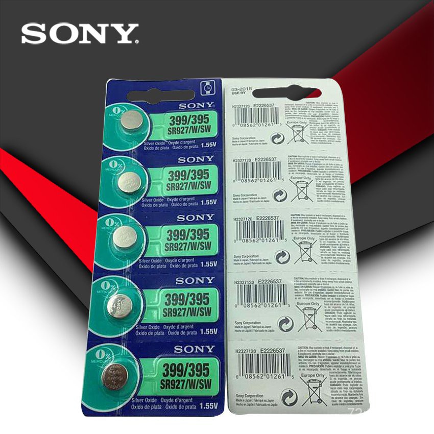 5 PC Sony 100 % Original 395 SR927SW 399 SR927W LR927 AG7 1.55V นาฬิกาแบตเตอรี ่ SR927SW 395 ปุ ่ มเ