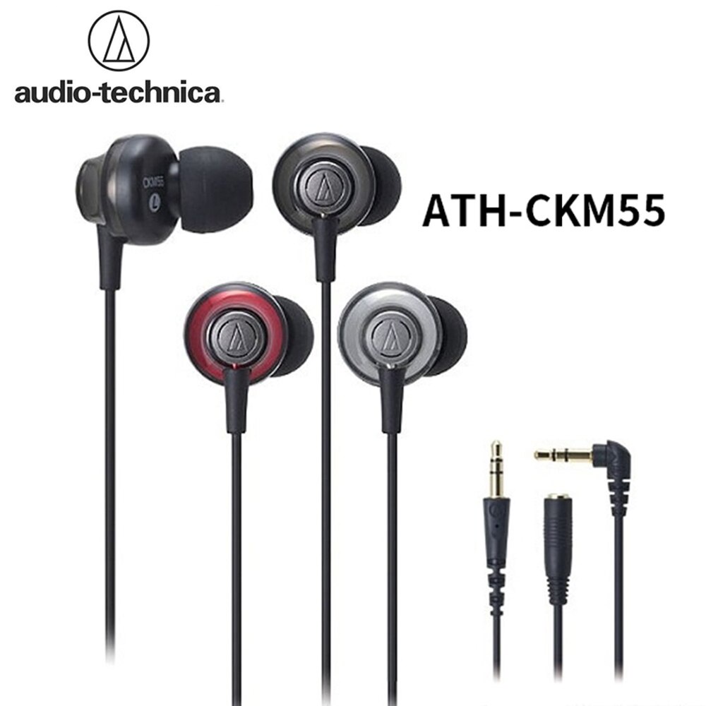 ღღ【Produk Baru】Audio Technica ATH-CKM55 3.5mm Wired HIFI Earphone In-ear Sports Stereo Hi-Res Headset HD Sound Earphone