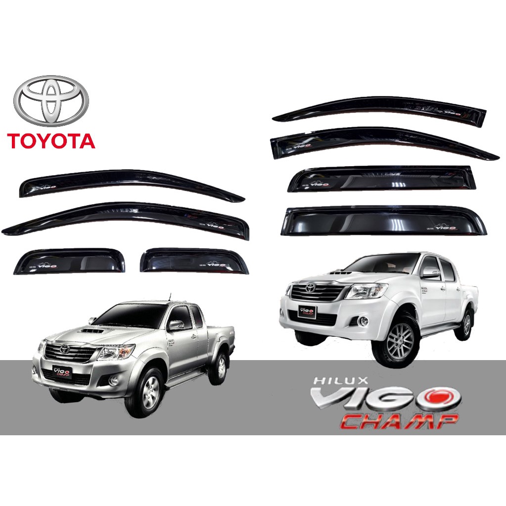 คิ้วกันสาดประตูรถยนต์ ชุด 4 ชิ้น สีดำเข้ม โตโยต้า วีโก้ แชมป์ 2011 VIGO CHAMP Toyota car door window visor