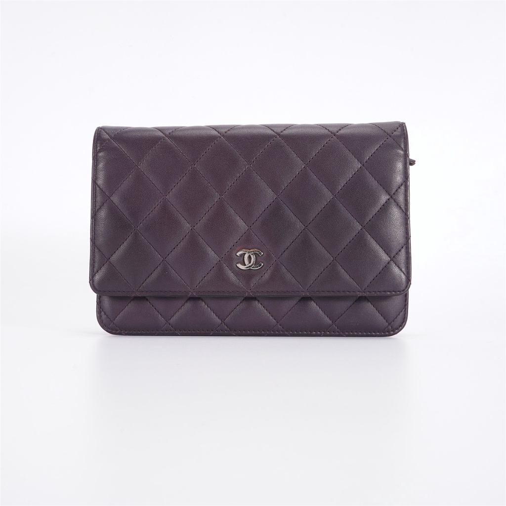 ₪♀CHANEL กระเป๋า Chanel หนังแกะสีม่วง woc กระเป๋าสายโซ่