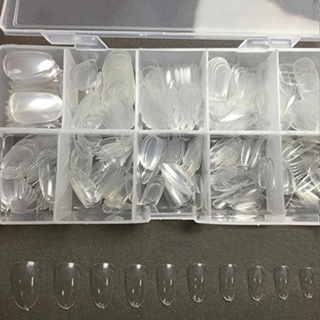 【AG】500Pcs Clear Oval Full Cover Nails DIY Nail Transparent Fake Nail Tips
