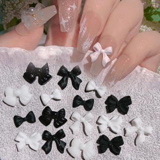 【AG】50Pcs/Set Nail Ornament Engraved 3D Mini Bowknot Nail Decoration Fingernail Accessories for