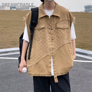 Dreamcradle เสื้อโค้ทลําลอง คอปก ติดกระดุม พิมพ์ลาย ลายสก๊อต สําหรับผู้ชาย