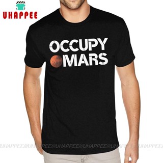 เสื้อยืด ผ้าฝ้าย พิมพ์ลาย Occupy Mars สีดํา สําหรับผู้ชาย