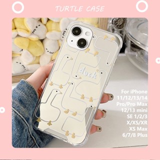 [พร้อมส่ง] เคสโทรศัพท์มือถือแบบกระจก ลายการ์ตูนเป็ด Tik Tok สําหรับ iPhone 14 13 12 11 PROMAX XS XR XSMAX SE2020 6 7 8PLUS MINI