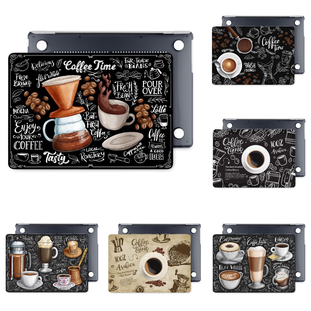(ทุกรุ่น) สไตล์กาแฟ hard shell พิมพ์สําหรับ MacBook Air Pro กรณี M4 M2 M3 A3112 A3401 A3185 A3114 A2941 A3113 A2992 A2918 A2681 A2338  air13 15 A2337 A2179 pro13 14 16 A3403