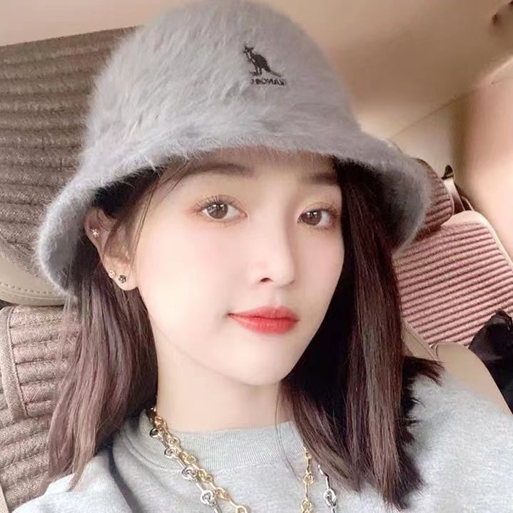 ขายส่งตรงจากโรงงาน หมวกบักเก็ต KANGOL แต่งขนกระต่าย ขนาดเล็ก แฟชั่นฤดูใบไม้ร่วง และฤดูหนาว สไตล์เกาหลี และญี่ปุ่น สําหรับผู้หญิง