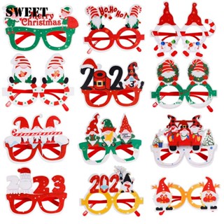 2023 Happy New Year Christmas Style Glasses Frame Shiny Eyeglasses Cute Xmas Glasses Party Costume Festive Decoration WONDERFA