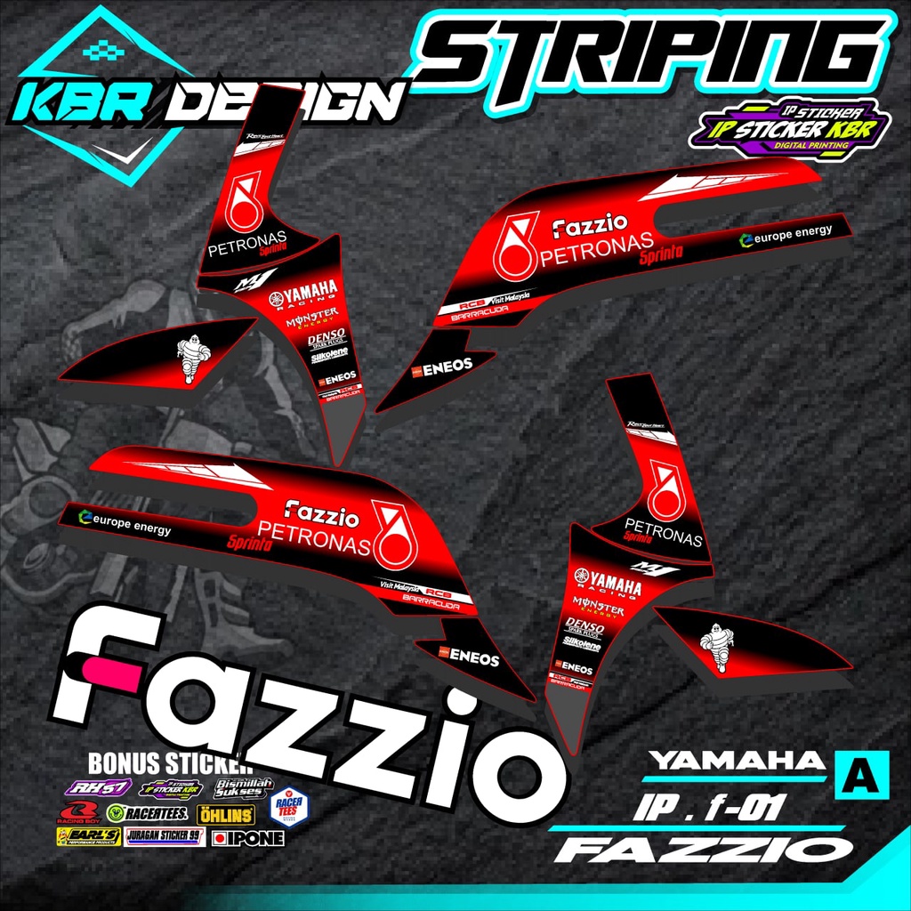 Fazzio Striping สติกเกอร์ Semi Full Trim Striping สติกเกอร์ YAMAHA FAZZZIO IP.F.01 รถจักรยานยนต์ Var