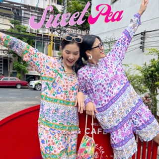 THONGYOY - Set Qipao Sweet Pea เซ็ตกี่เพ้าขาสั้นลายดอกไม้ หวานน่ารัก ฟรีไซส์ ชุดจีนน่ารัก