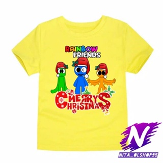 เสื้อยืด ลาย merry christmas สีรุ้ง สําหรับเด็ก 2022