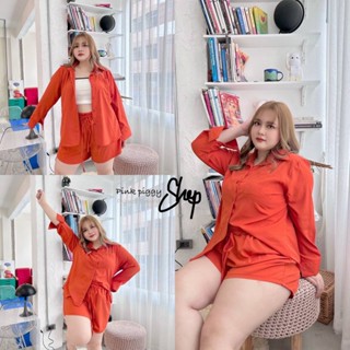 🔥Plussize🔥ชุดเซทเสื้อ+กางเกงคนอ้วน🔥 ขนาดอก 50 วงเเขน 24    เอว 28-50 สพ 56