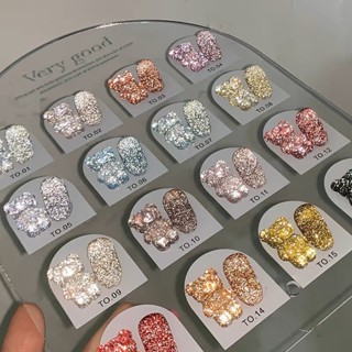 สีเจล กริตเตอร์ กากเพชร+แฟลช very good nail 16 สี ทาสวยแล้วมากเล็บดูดีสะอาดตา