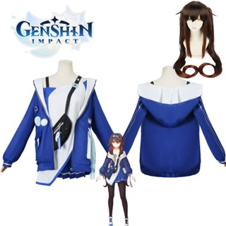 Genshin Impact Hu Tao Cosplay Costume Wig Lawson Collaboration Adult Halloween Christmas