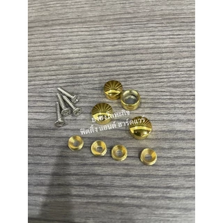 หมุดปิดหัวน๊อต หมุดยึดกระจก หมุดยึดอะคริลิค สีทองเงา ขนาด 1/2 นิ้ว (12.7 mm.) แพ็ค 4 ชุด 200-1/2-G