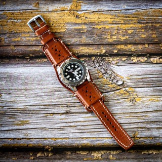 สายนาฬิกาข้อมือหนังแท้-รุ่น Vintage-CR (นาฬิกาไม่รวมในรายการขาย) Full bund strap Leather watch cuff by Tangmo Goods