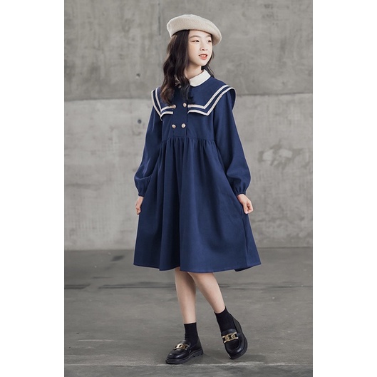 เดรสเกาหลี ลุค Navy Blue / G89 / 690