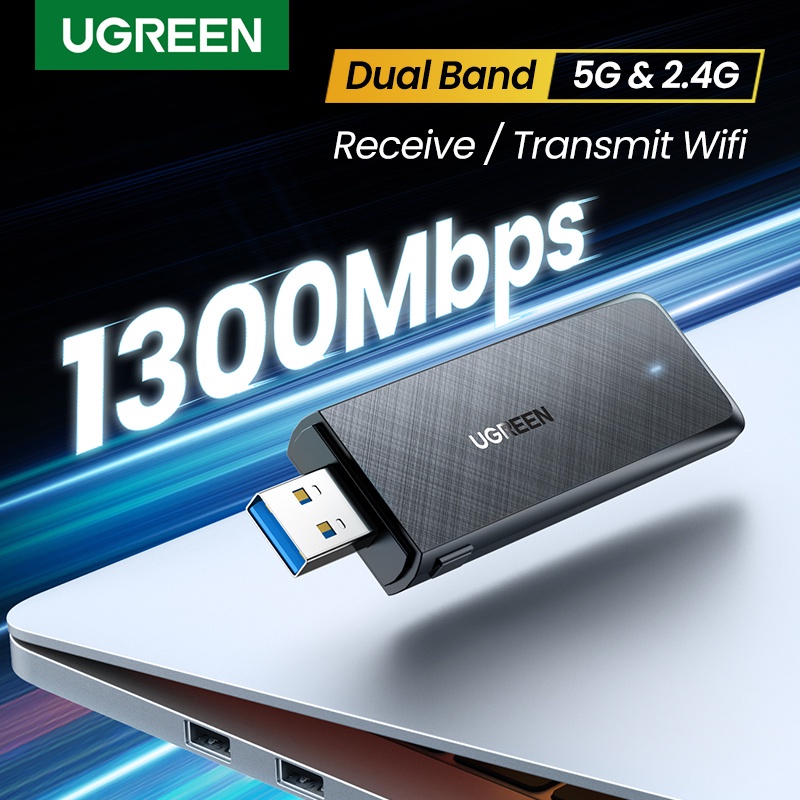 เครื่องส่งสัญญาณและตัวรับสัญญาณ USB 3.0 WiFi AC1300Mbps 5GHz และ 2.4GHz Dual Band สําหรับแล็ปท็อปพีซ