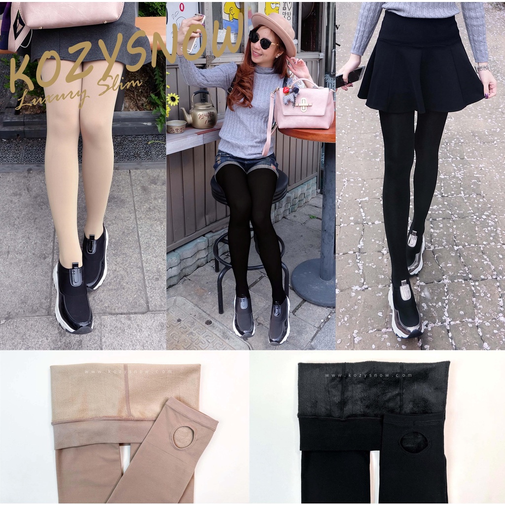 Pantyhose 690 บาท KozySnow  ถุงน่องกันหนาว ถุงน่องบุขน KS9006 Luxury Slim เนื้อ , ดำ Women Clothes