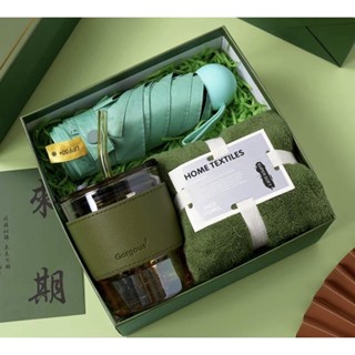 Gift set กิ๊ฟเซต ของพรีเมี่ยมจัดเซต แจกลูกค้า ของขวัญปีใหม่ แก้ว ร่ม ผ้า เซตของขวัญ ในกล่อง ของให้ผู้ใหญ่