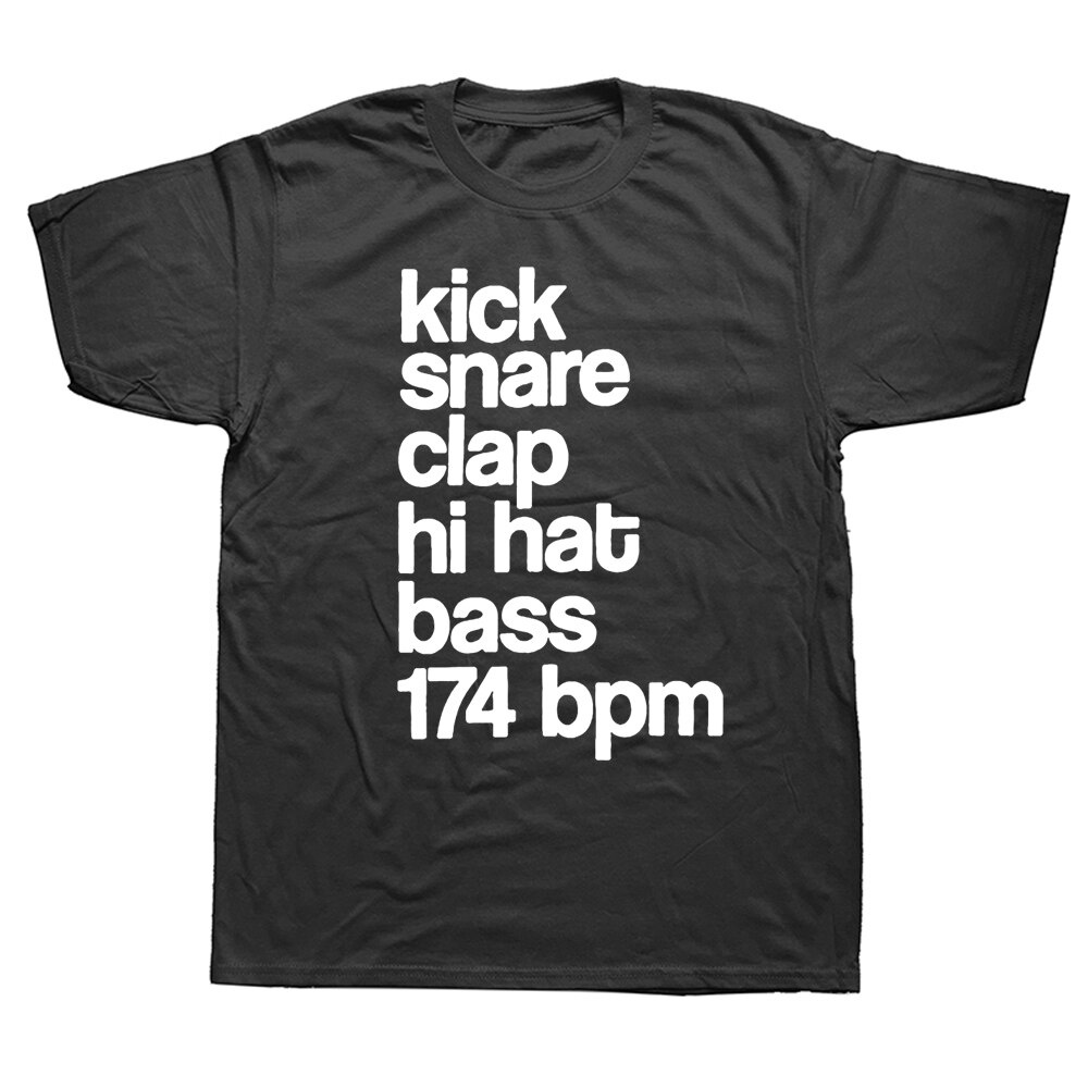 เสื้อยืดแฟชั่น ตลกกลองและเบส174 BPM DnB เพลงป่า EDM T เสื้อกราฟิกผ้าฝ้าย Streetwear แขนสั้น O-คอ