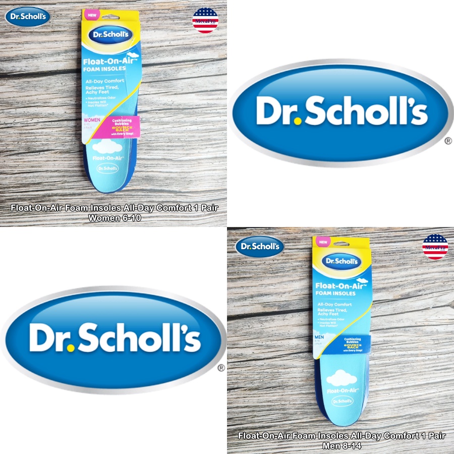Dr.Scholl's® Float-On-Air Foam Insoles All-Day Comfort 1 Pair แผ่นรอง รองเท้า ลดความเมื่อยล้าของเท้าและขา