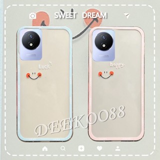 เคสโทรศัพท์มือถือแบบนิ่ม วีโว่ VIVO Y02 Y02S Y16 Y22S Y22 Y30 Y35 Y55+ Y55 Y75 Y77 V25e V25 Pro X80 Pro 4G 5G Transparent TPU Softcase Phone Case Lovely Cute Smiling Face Smartphone Casing Couple Loves Cover