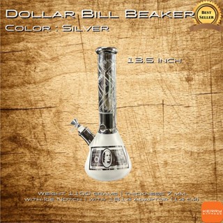 Dollar Bill Beaker 13.5 Inch Silver