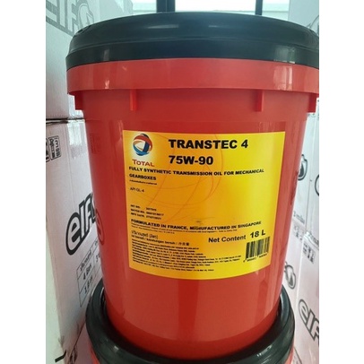 น้ำมันเกียร์ธรรมดา TOTAL TRANSTEC 4 75W-90 มาตราฐาน API GL-4 เหมาะสำหรับรถยนต์ทุกประเภท