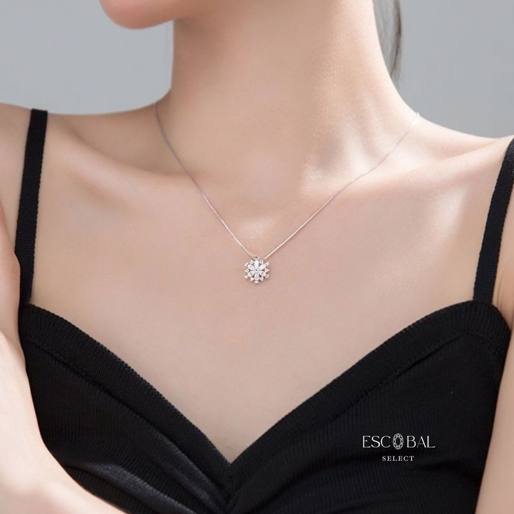 ESCOBAL  สร้อยคอเงินแท้ Diamond Snow สร้อยเพชร ของขวัญให้แฟน ไม่ลอกไม่ดำ สไตล์ใหม่ วาเลนไทน์