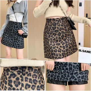 พร้อมส่ง  กระโปรงลายเสือ เอวสูง ทรงเอ สาวสายฝอ  มีซิปด้านหลัง  รัดรูปตามบอดี้