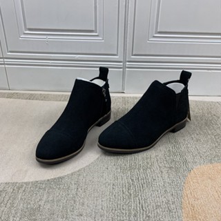 A0541 Toms2022 รองเท้าบูท หนังวัวแท้ ส้นเตี้ย หัวกลม กว้าง ขนาดใหญ่ 5 5.5 6.5 8 8.5 9 9.5/41 10/42 12/44 สําหรับผู้หญิง