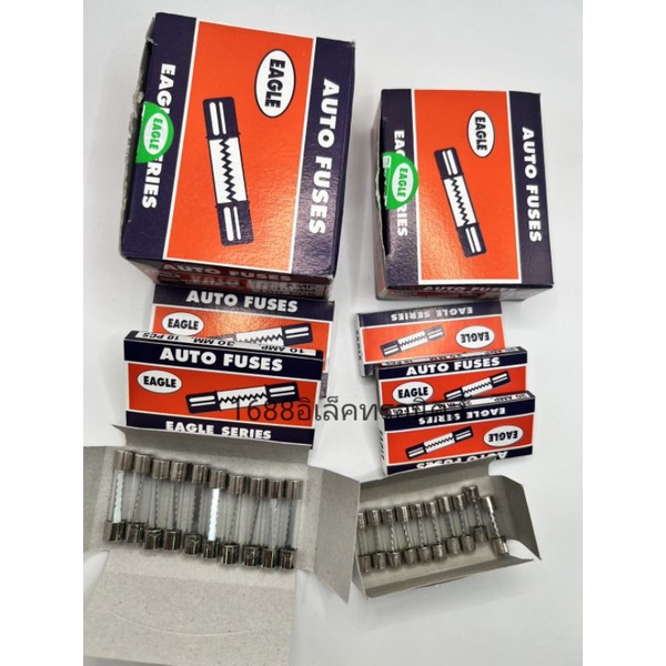 EAGLE ฟิวส์หลอดแก้ว ของแท้ คุณภาพดี  20mm 30mm 250vac ราคาต่อกล่อง บรรจุ10ตัว ระบุA