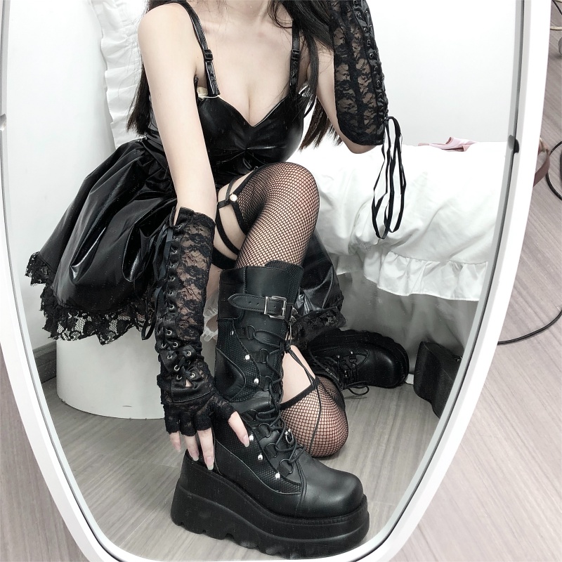 ถุงน่องตาข่ายเซ็กซี่ แบบยืดหยุ่น สไตล์โกธิค พังก์ สําหรับผู้หญิง - รูปที่ 5