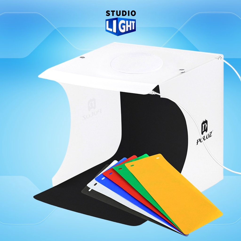Puluz Light Box Light Room(2 LED) ขนาด 20x20 CM กล่องไฟถ่ายภาพ กล่องถ่ายสินค้า ถ่ายรูปพร้อมฉาก 6