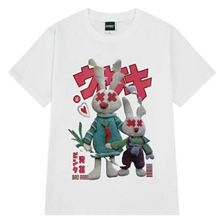 (8285) เสื้อยืดสีขาว ลาย BAD RABBIT ผ้าคอตตอน 100%