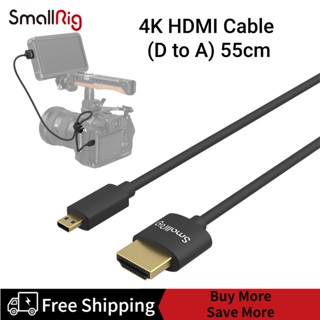 SmallRig Micro HDMI to HDMI Cable(D to A) , Ultra Thin HDMI Cable 55cm/1.8Ft, Super Flexible Slim High Speed 4K 60Hz HDR HDMI 2.0, for GoPro Hero 7/6 /5, for Sony A6600 / A6400 3043