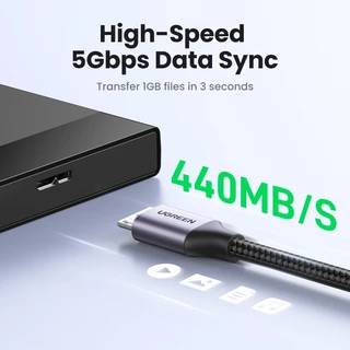 Ugreen สายเคเบิล Micro USB 3.0 USB 3.0 A เป็น Micro B ไนล่อนถัก ฮาร์ดไดรฟ์ภายนอก สําหรับ Samsung Galaxy S5 Note 3 Pro 12.2 ดิจิทัลตะวันตก Toshiba My Passp