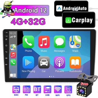 4g + 32G Android 12 Double Din 9/10" สเตอริโอในรถยนต์ Apple CarPlay วิทยุอัตโนมัติ GPS Navi WiFi FM