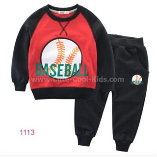 LTPB-1113 ชุดเซ็ทเด็กผู้ชายแขนยาวขายาวลาย Baseball