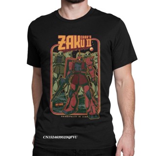 เสื้อยืดคอกลม ผ้าฝ้าย พิมพ์ลายอนิเมะกันดั้ม Zaku II สไตล์ฮาราจูกุ พรีเมี่ยม สําหรับผู้ชาย