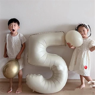 ลูกโป่งฟอยล์ดิจิทัล ฮีเลียม ขนาดใหญ่ 32 40 นิ้ว สีครีม 1-9 สําหรับตกแต่งปาร์ตี้วันเกิด งานแต่งงาน วันวาเลนไทน์